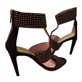Sandales Michael Kors Noir Argenté Daim Taille 37 Noir Argenté