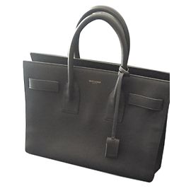 Yves Saint Laurent Sac du Jour Leather Handbag Grey Grey