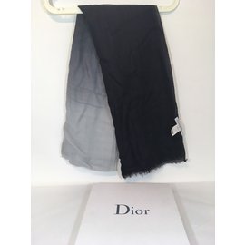 Christian Dior-Scarf-Black,White,Grey