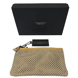 Tosca Blu Clutch Beige Perforated Leather Beige