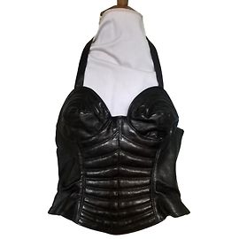 Jitrois Top aus schwarzem Stretchleder Schwarz