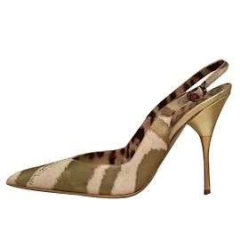 Roberto Cavalli Leopard Print Leather Heels 39 Leopard print