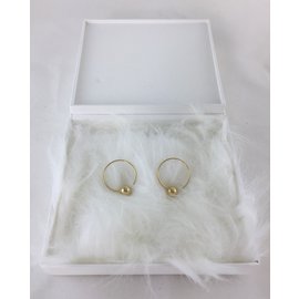 Céline-Dot small hoops in brass with gold finish-Golden