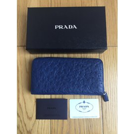 Prada-Nuovo portafoglio di struzzo di Prada-Blu