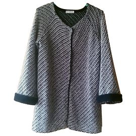 Roberto Collina Wool Mohair Chevron Coat Navy Blue Navy blue