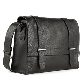 Prada-Prada shoulder messenger bag with  flap-Black