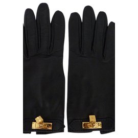 Hermès-Gloves-Black,Golden