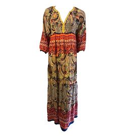 Autre Marque Jeff Gallano Long Yellow Multicolor Dress Multiple colors