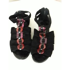 Miss Sixty Black Suede Sandals Black