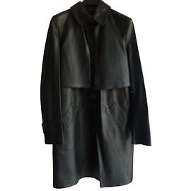 Sportmax Black Lamb Leather Coat Black