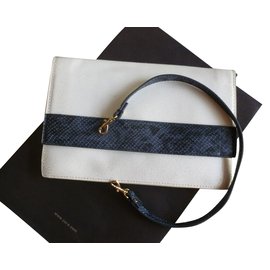 Zara-clutch in vera pelle-Bianco,Blu