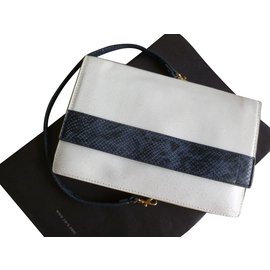 Zara-genuine leather clutch-White,Blue