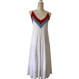 Robe d'été Sandro Blanche à Rayures Rouges et Bleues Taille 2 Blanc