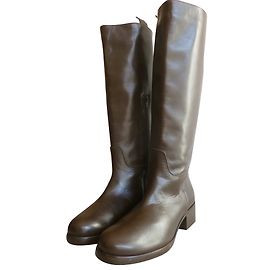 Max Mara genuine leather riding boots Brown