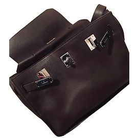 Bolsa de ombro Hermès em couro Taurillon Clemence marrom Marrom