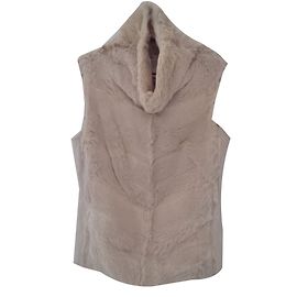 Plein Sud Top chaleco de piel Beige