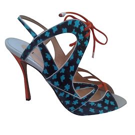 Nicholas Kirkwood Peep Toe Sandalen aus Pythonleder Mehrfarben
