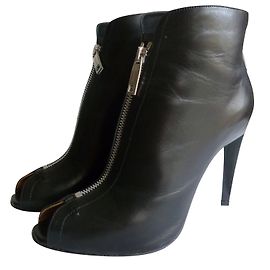 Sportmax Leder High Heel Stiefel Schwarz