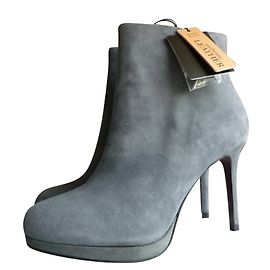 Zara suede leather high heel boots Grey