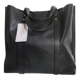 Zara-Shopper-Tasche aus Leder-Schwarz