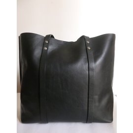 Zara-leather shopper bag-Black