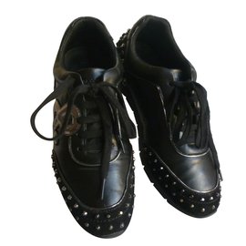Max & Co-Leather sneakers-Black