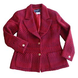 Chanel Giacche Rosso Bordò