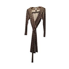 Diane Von Furstenberg Seidenkleid Schwarz Weiß Caramel Schwarz Weiß Karamell