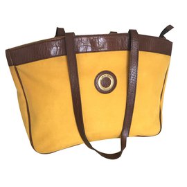 Lancel Cabas Jaune Marron foncé