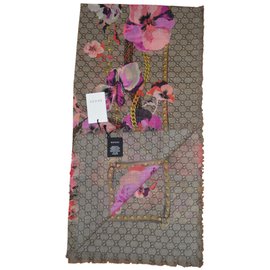 Gucci Cachecol Marrom Rosa
