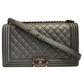 Chanel-Chanel Boy flap bag cinza Novo Médio-Cinza