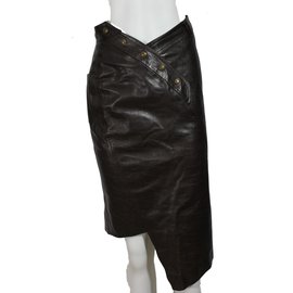 Christian Dior-leather skirt-Brown