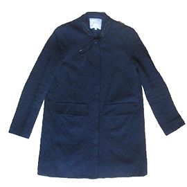 Abrigo Maje negro de algodón y piel Negro