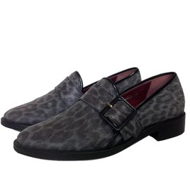 Opening Ceremony-Leopard printed leather shoes-Black,Grey
