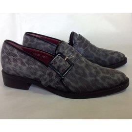 Opening Ceremony-Sapatos de couro estampados com leopardo-Preto,Cinza
