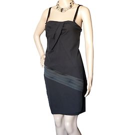 Pinko Black Wool and Satin Dress Black