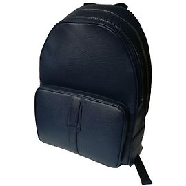 Lancel Oscar Backpack Black Navy Blue Leather Black Navy blue