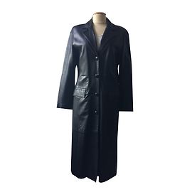 Autre Marque Abrigo de cuero negro Negro