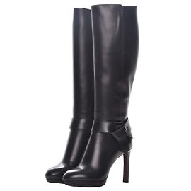 Louis Vuitton Belted high boot black leather 37 Black