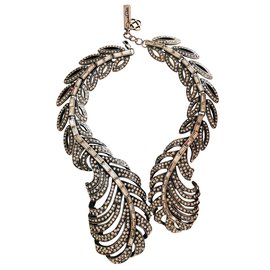 Oscar de la Renta-Collar de cristal de plumas-Plata