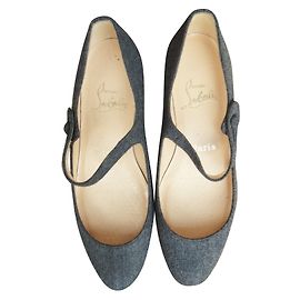 Christian Louboutin Ballet Flats Grey Wool and Leather Grey