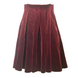 Maje-Velvet Skirt-Dark red
