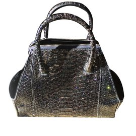 La Perla Python Black Metallic Handbag Black