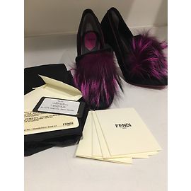 Saltos Fendi Roxo Fuchsia em Pelo de Bezerro Roxo