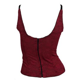 D&G-Red lace corset top-Black,Dark red
