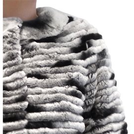 Gerard Darel-GERARD DAREL - Fur coat "JACKIE"-Black,White,Grey