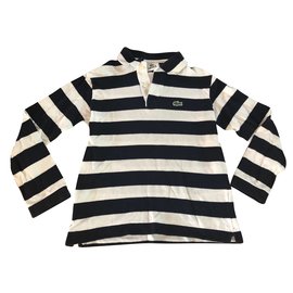 Lacoste-Tops Tees-White,Navy blue
