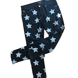 Saint Laurent-Jeans com estampa de estrelas-Preto