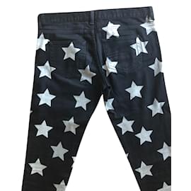 Saint Laurent-Jeans mit Sternenprint-Schwarz