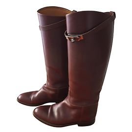 Bottes Jumping Hermès en cuir caramel Caramel